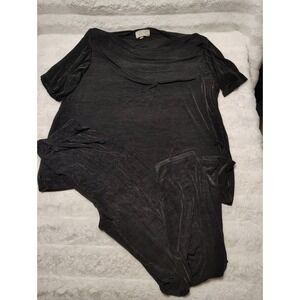Vintage Tanuja Dior Black Set Shirt Sleeve Top + Pants Women's Sz 2X Made In USA